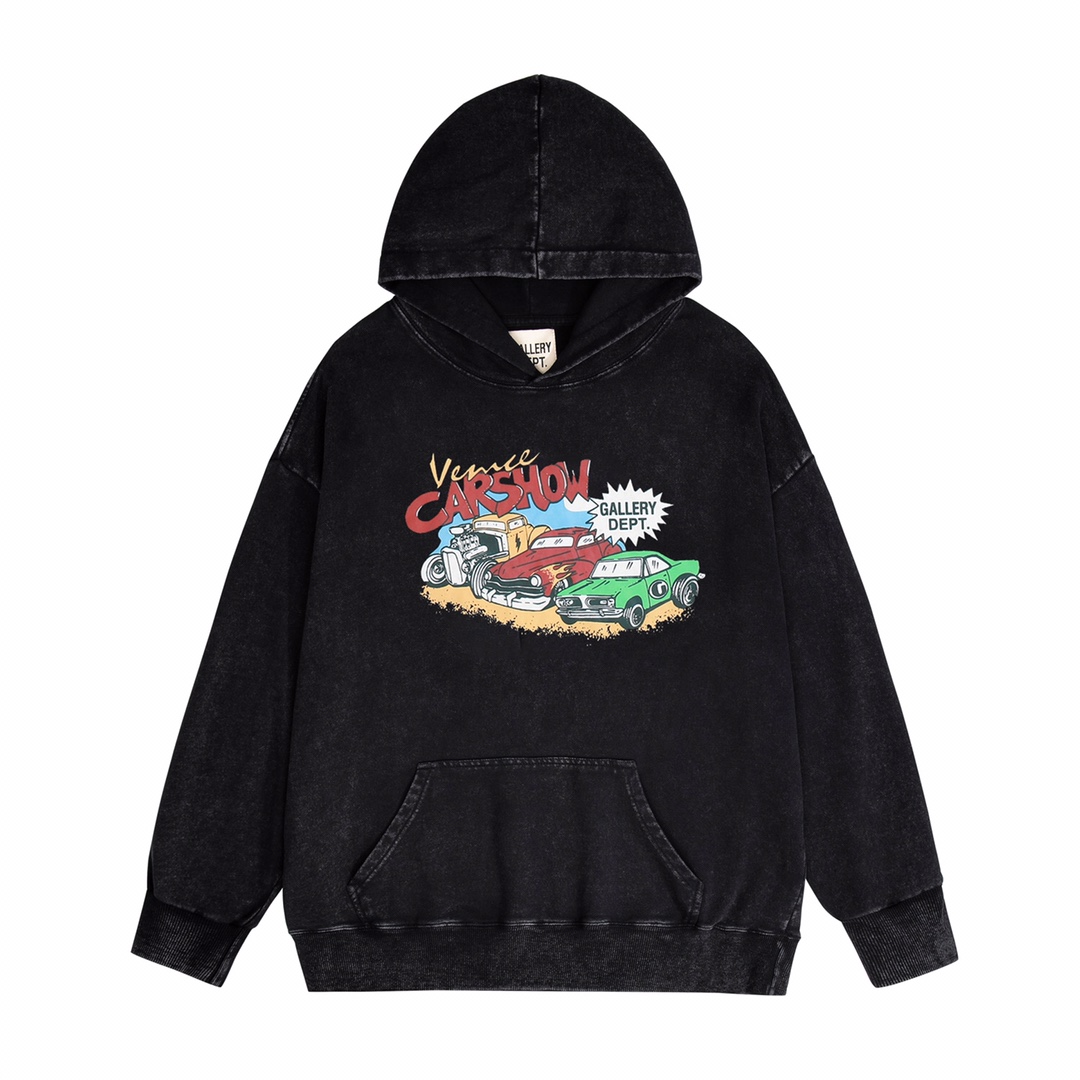 新商品! ギャラリーデプト通販スーパーコピー パーカー シンプル フード付き アニメプリント ブラック_2