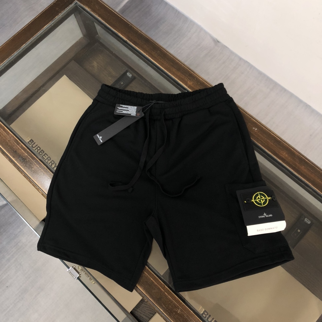 人気ストーン アイランド 半 ズボンｎ級品 シンプル 人気 春夏ズボン ショットパンツ ブラック_1