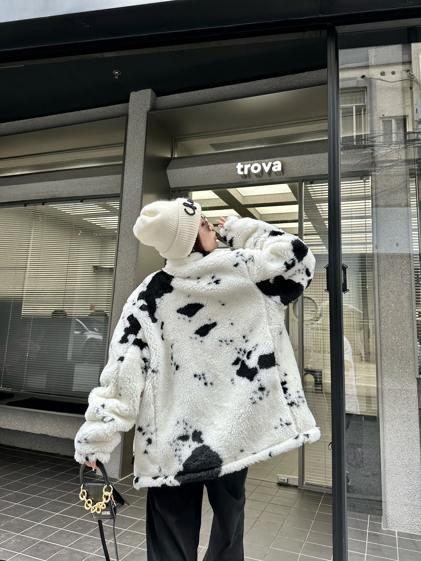 ジャケット ステューシーｎ級品 厚いトップス 暖かい フワフワ ジャケット 乳牛色 ホワイト_6