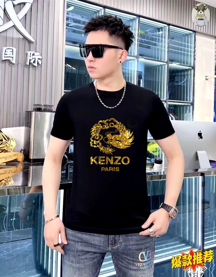 ケンゾー激安通販スーパーコピー半袖Tシャツコットンブラック柔らかい高級花柄メンズ_3
