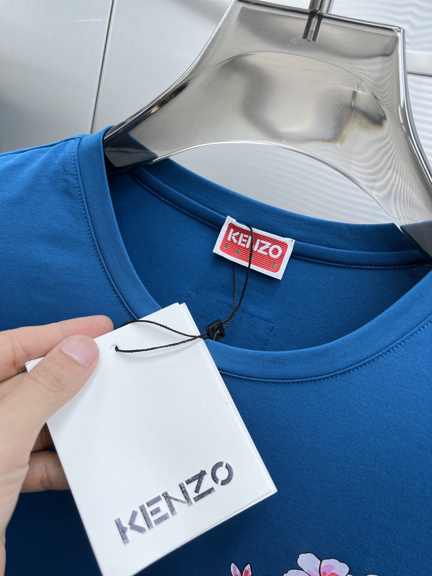 ケンゾー定番人気物スーパーコピー半袖Tシャツコットンブルー柔らかい高級花柄_4