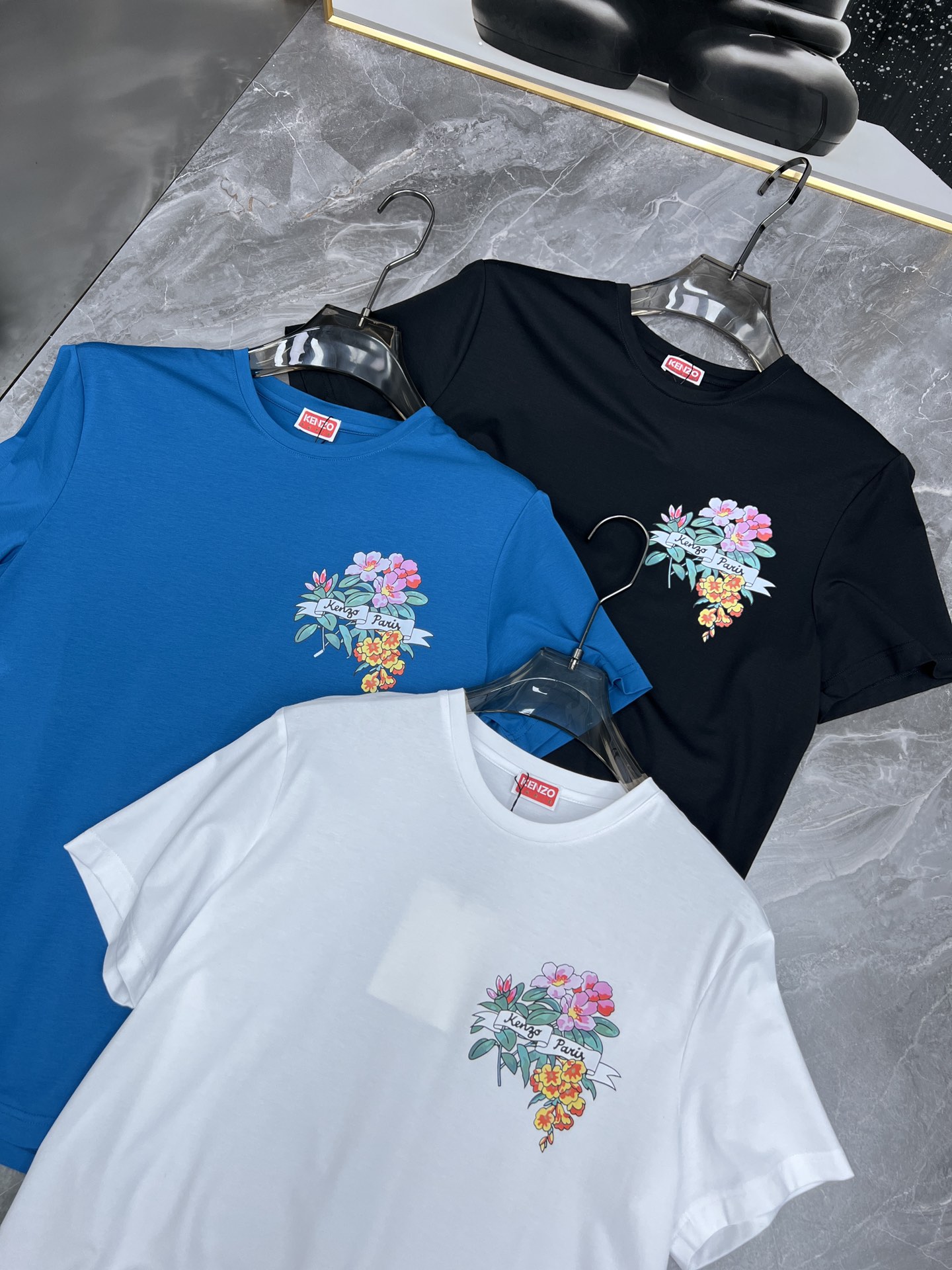 ケンゾーKENZO限定スーパーコピー半袖Tシャツコットンブラック柔らかい高級花柄_3