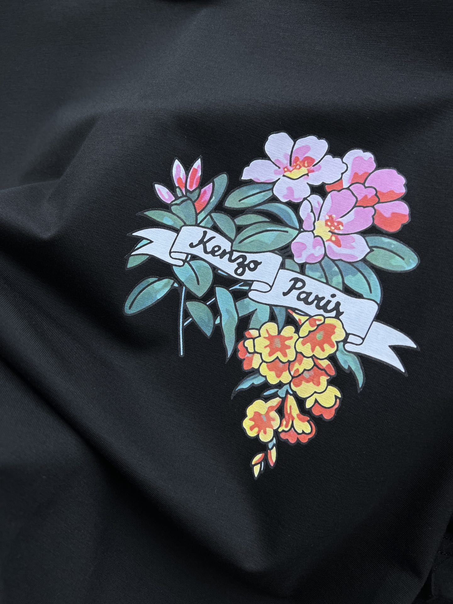 ケンゾーKENZO限定スーパーコピー半袖Tシャツコットンブラック柔らかい高級花柄_5