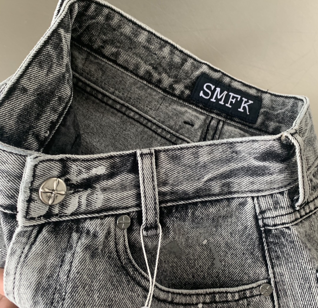 smfkズボン偽物 トップス 柔らかい 短パン 人気 ショットパンツ デニムジーンズ グレイ_5
