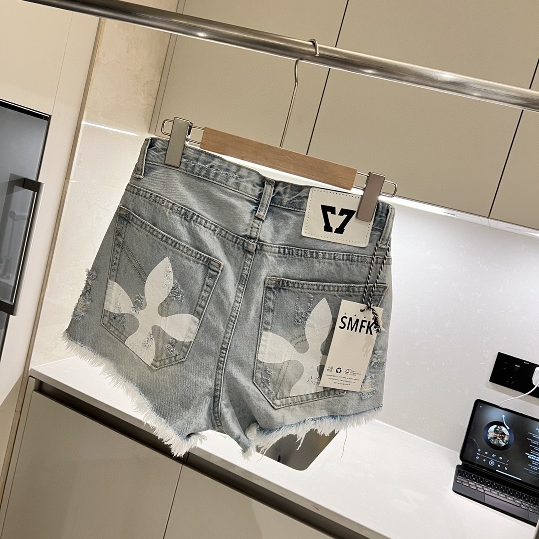 smfk ブランド激安通販 ズボン 柔らかい 短パン 人気 ショットパンツ デニムジーンズ レディース ブルー_8