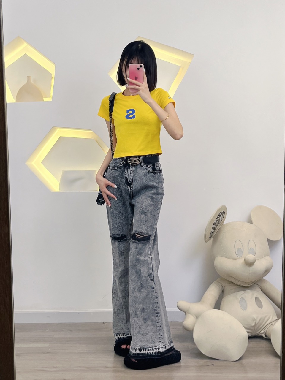 smfk ブランド偽物 デニムジーンズ 人気品 カジュアルパンツ ラッパズボン ファッション ブラック_2