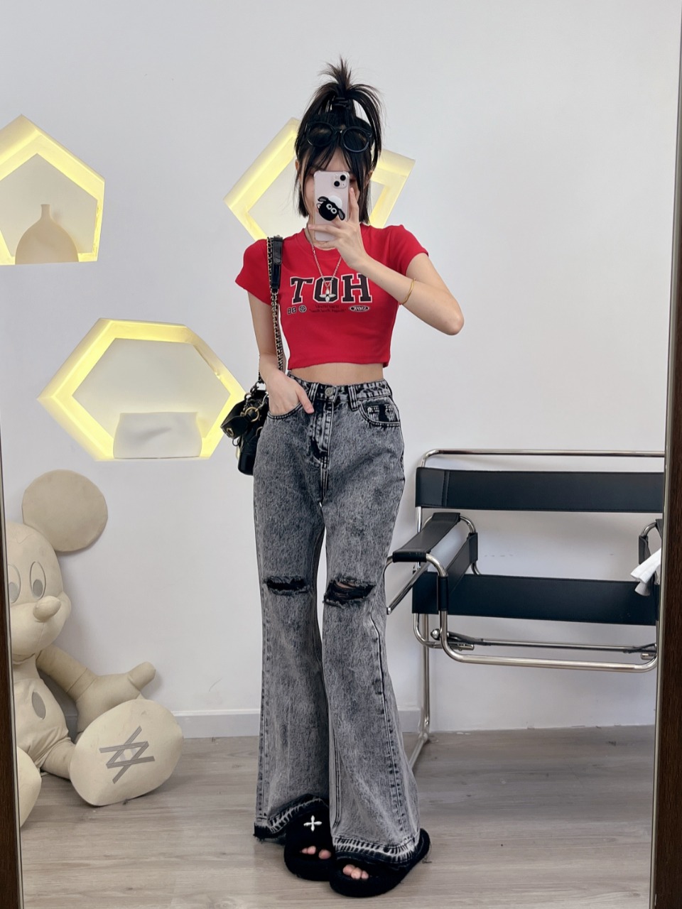 tシャツamiｎ級品 デニムジーンズ 人気品 カジュアルパンツ ラッパズボン ファッション ブルー_1
