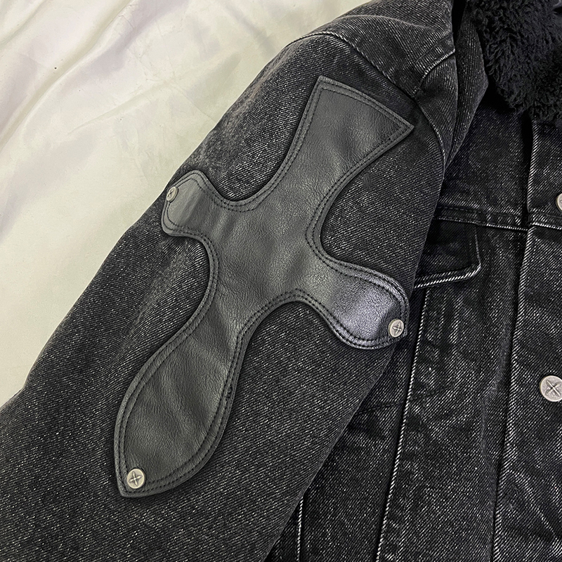 【激安】高級品通販 smfk サンダルｎ級品 防寒着 デート 通勤 通学 デニム 暖かい アウター ブラック_5