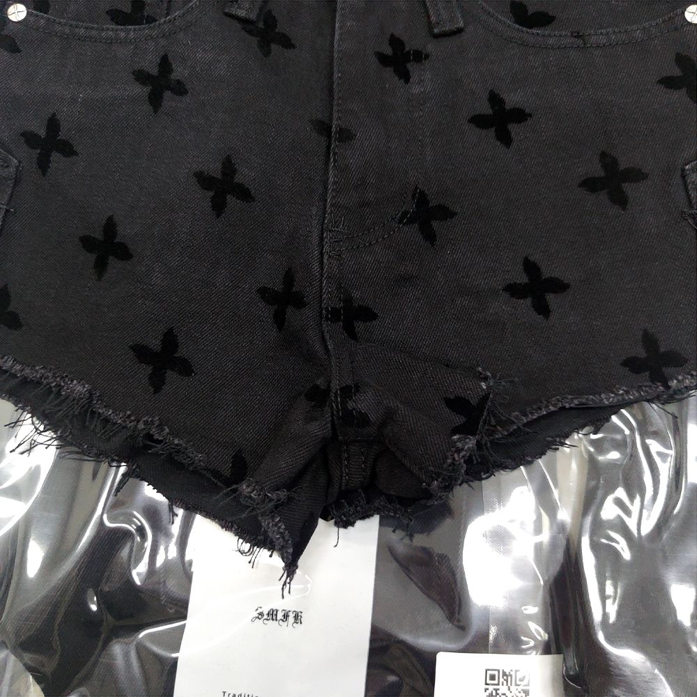 SMFK 短パン ズボンチェックｎ級品 ショットパンツ 人気ズボン セクシー HOT デニム ブラック_5