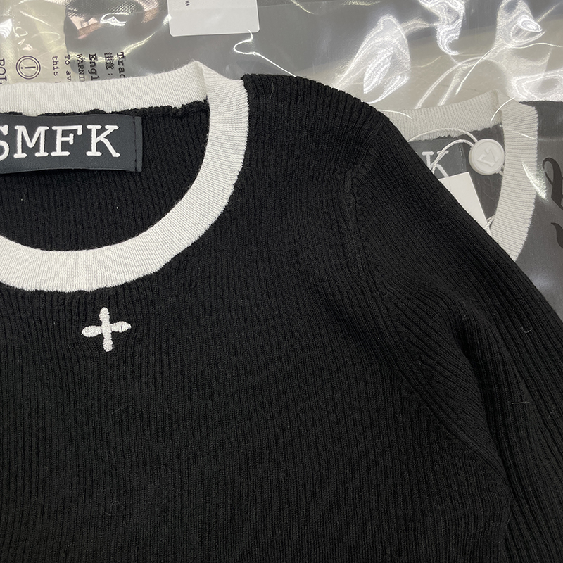 SMFK セーター メーカー激安通販 人気 暖かい ショットトップス 秋冬服 シンプル 2色可選 ブラック_3