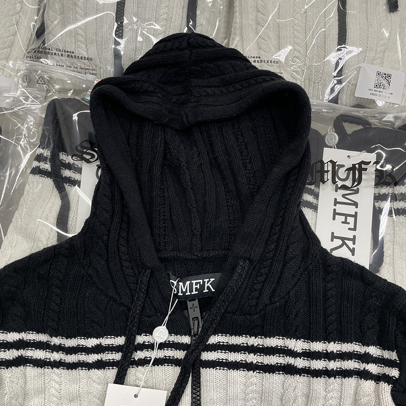 smfkセーター素材スーパーコピー 暖かい ショットセーター 秋冬服 シンプル フード付き ブラック_3