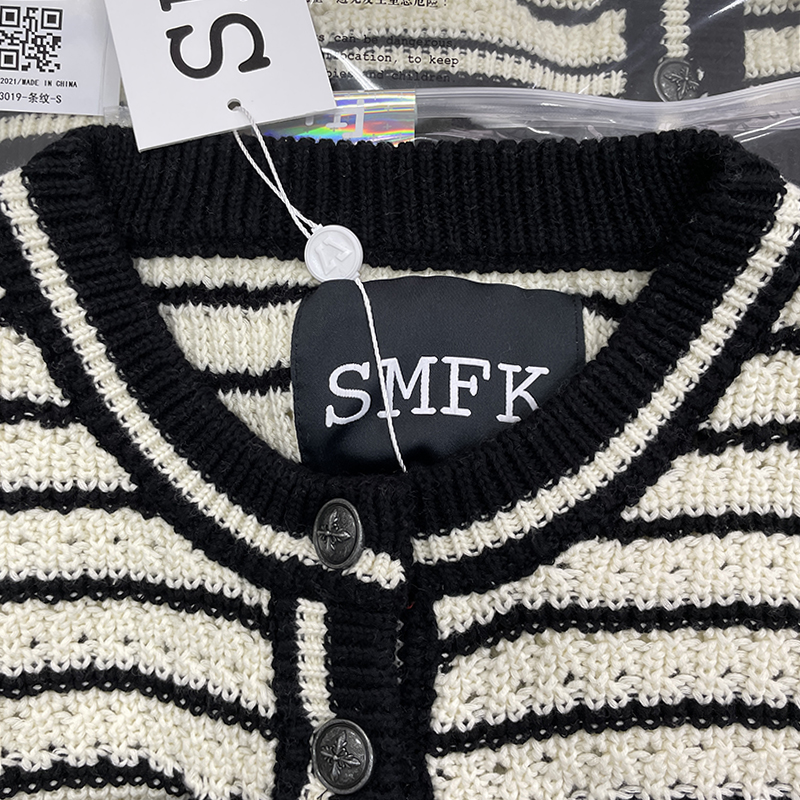 smfkセーター アマゾン偽物 暖かい ショットセーター 秋冬服 シンプル レディース 縞 ホワイト_4
