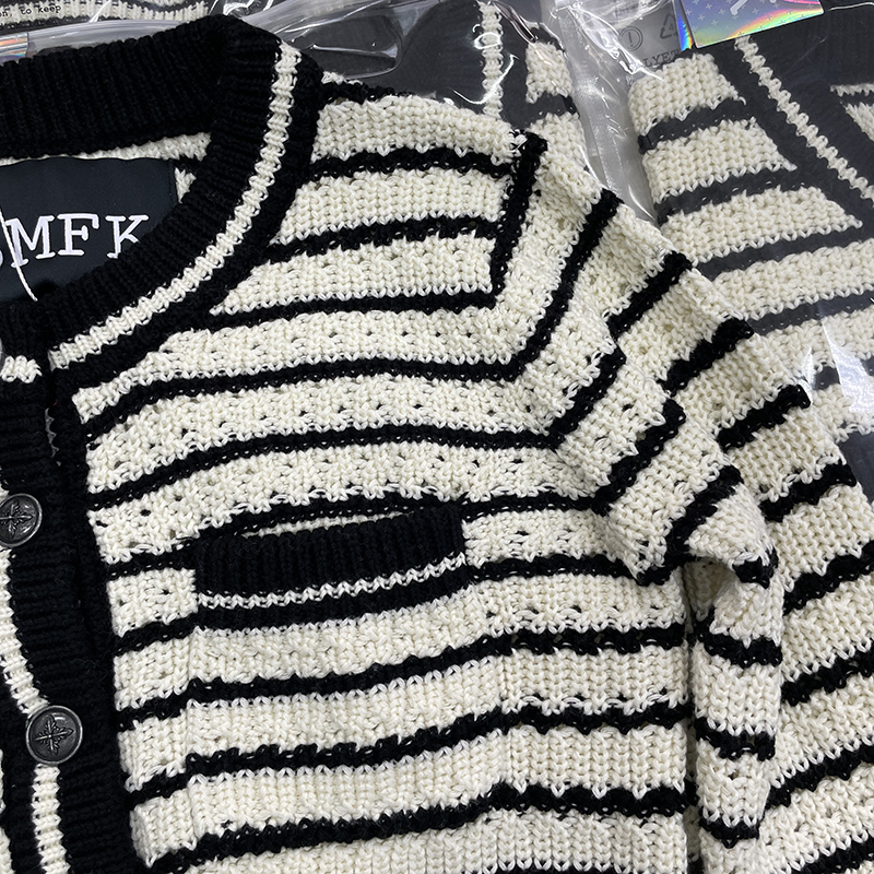 smfkセーター アマゾン偽物 暖かい ショットセーター 秋冬服 シンプル レディース 縞 ホワイト_5