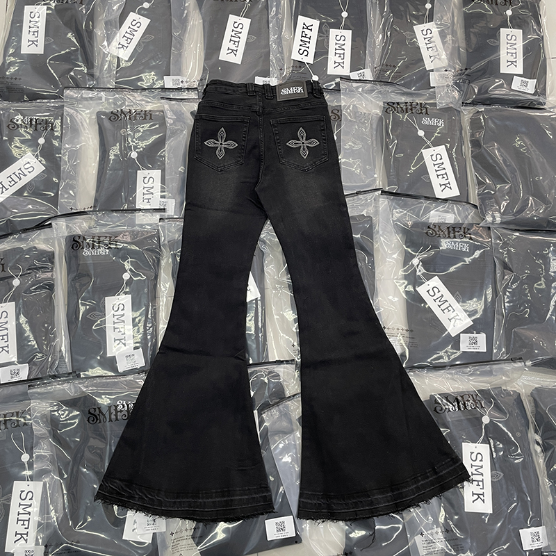 smfkデニム ジーンズ ジーンズ さめーｎ級品 ラッパズボン人気 カジュアルパンツ ブラック_2