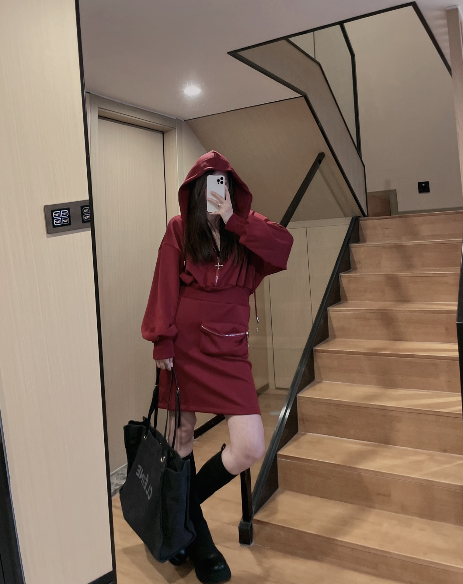 SMFKスカートインスカート激安通販 レディース セクシー フード付き ワンピース 3色可選_4