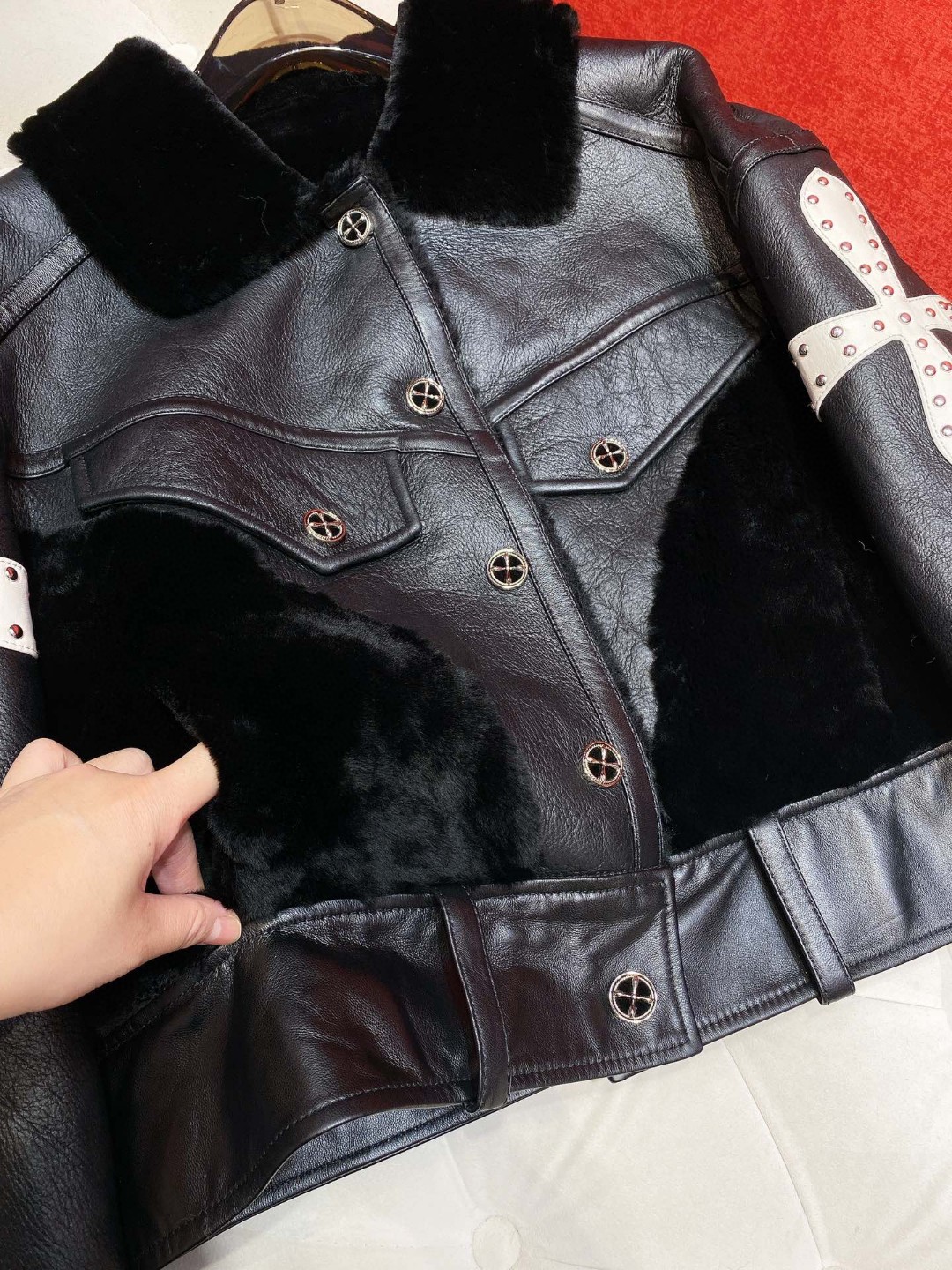 超激得新品 smfk サンダルコピー 服 暖かい人気 レザー ファッション ジャケット ブラック_7