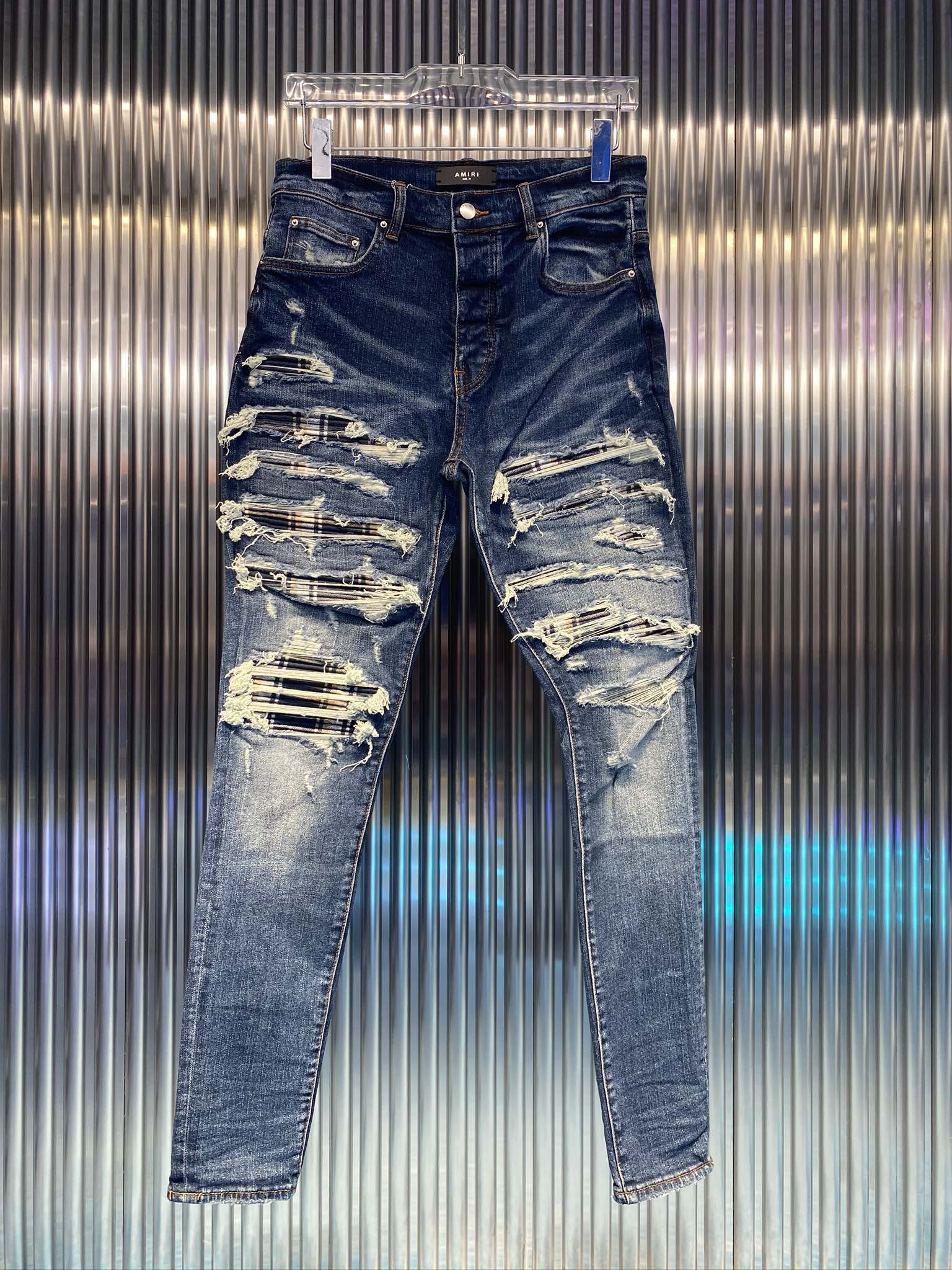 amili 服ｎ級品 デニム ジーンズ 美脚ズボン ブラックダメージ ファッション ブルー_1