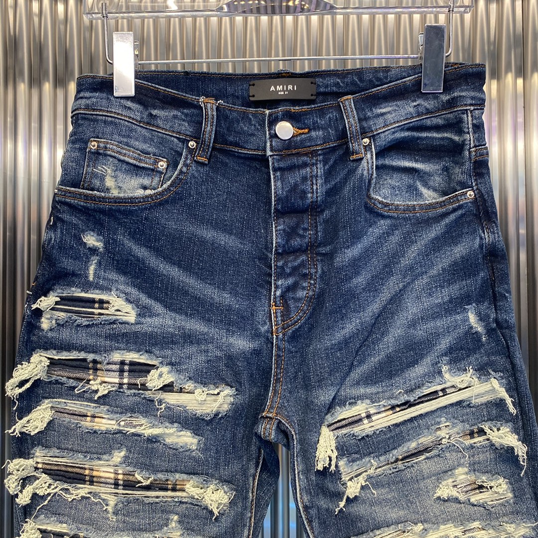 amili 服ｎ級品 デニム ジーンズ 美脚ズボン ブラックダメージ ファッション ブルー_4