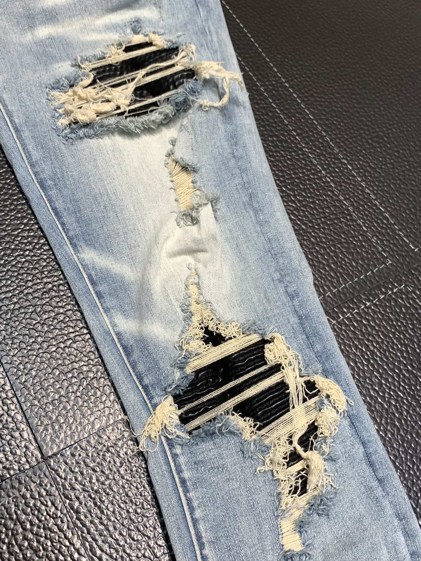 夏新作 amiri デニム 店舗激安通販 美脚ズボン デニム ジーンズ  シンプル ファッション ブルー_4