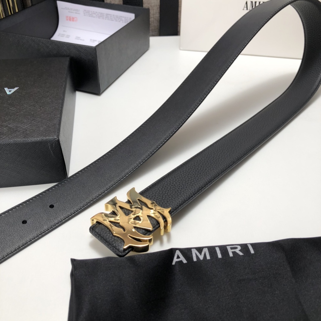 amiriベルトスーパーコピー スーツベルト ゴールドバックル 牛革レザー サイズ調整可能 使いやすい ブラック_4