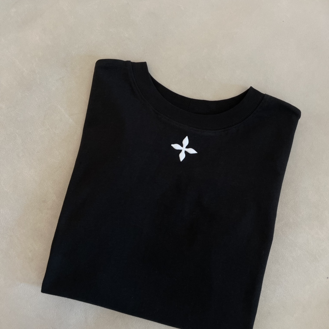 smfktシャツ激安通販 純綿 シンプルトップス 短袖 十字刺繍 ゆったり 人気もの ブラック_6