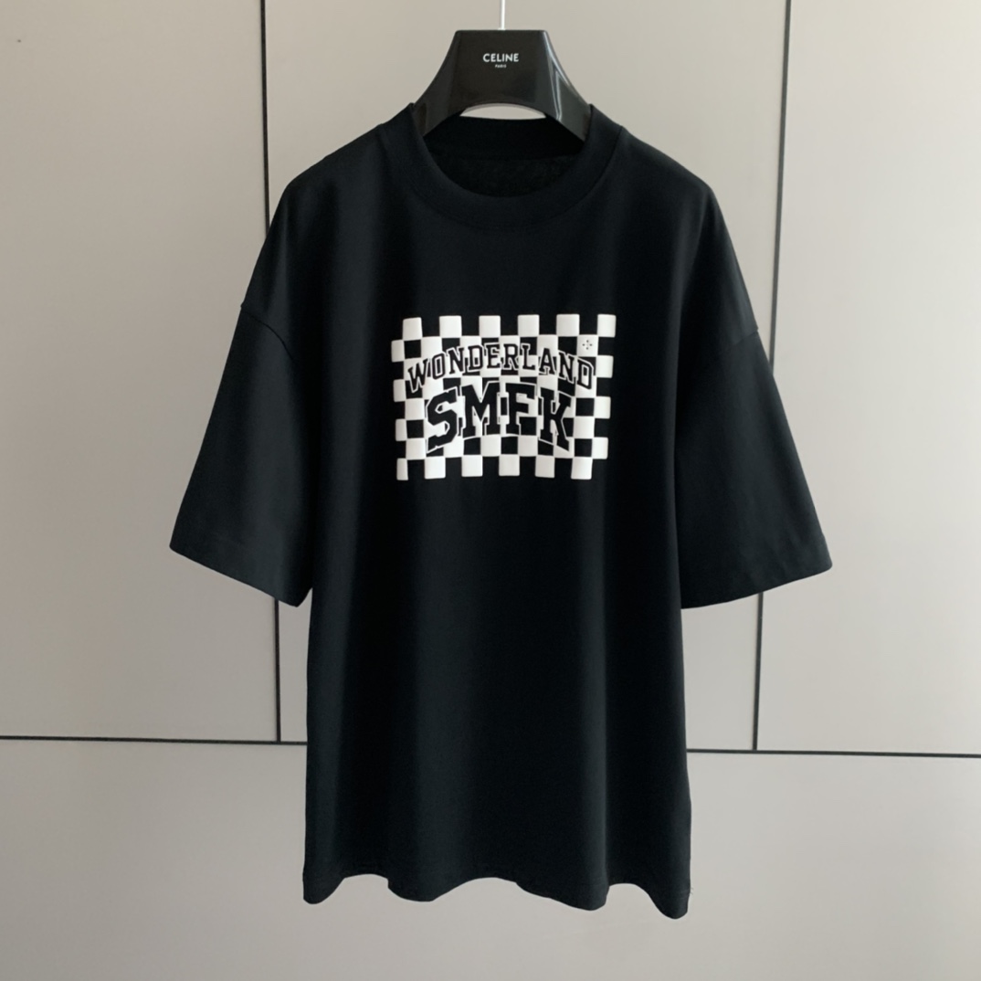 夏 新作登場 SMFKtシャツami偽物 純綿 人気トップス 短袖 ゆったり 男女兼用 ブラック_1