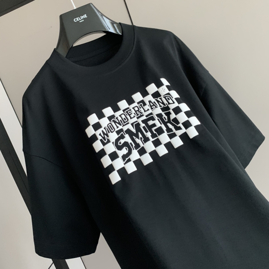 夏 新作登場 SMFKtシャツami偽物 純綿 人気トップス 短袖 ゆったり 男女兼用 ブラック_4