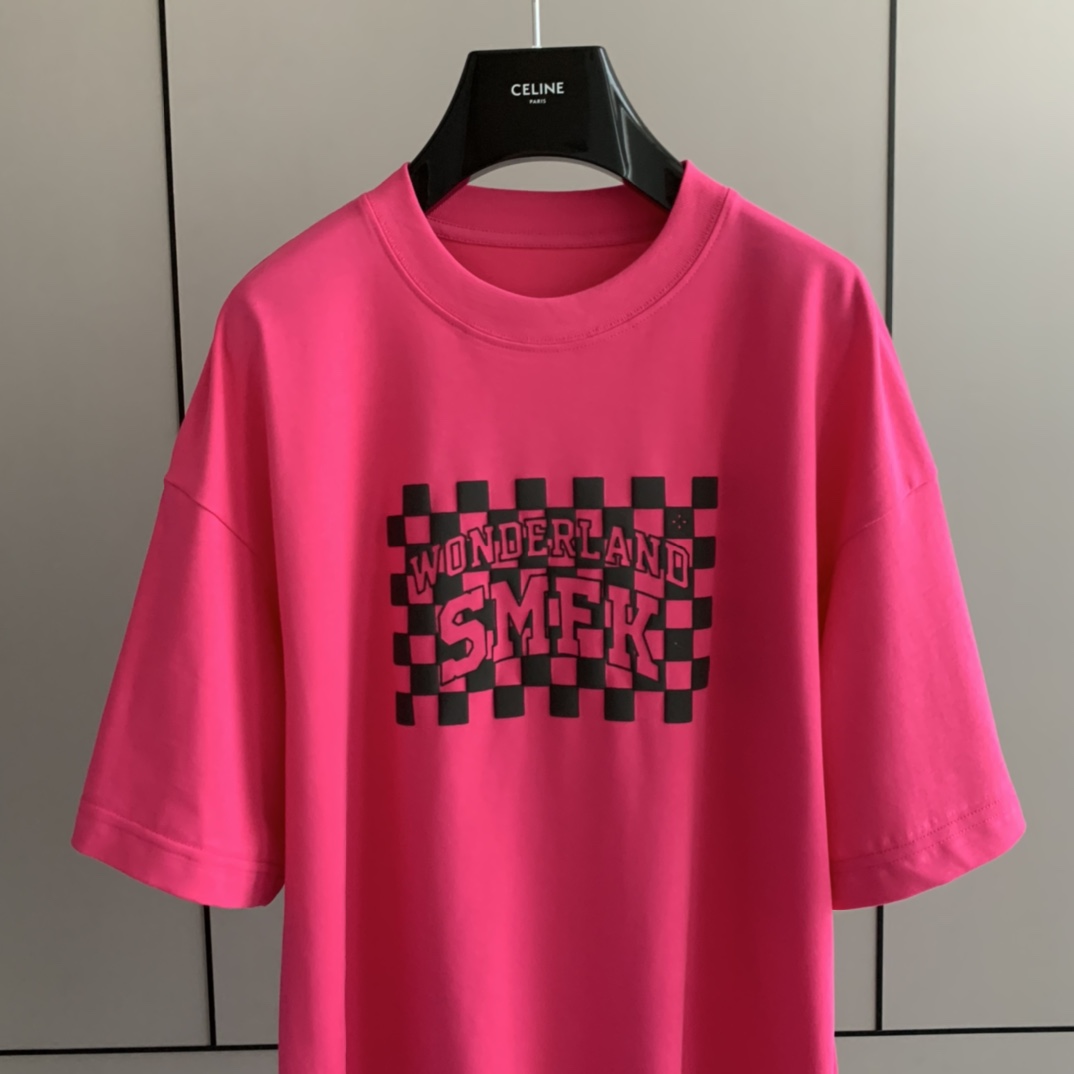夏 新作登場 SMFKtシャツアメカジ激安通販 純綿 人気トップス 短袖 ゆったり 男女兼用 ローズレッド_2