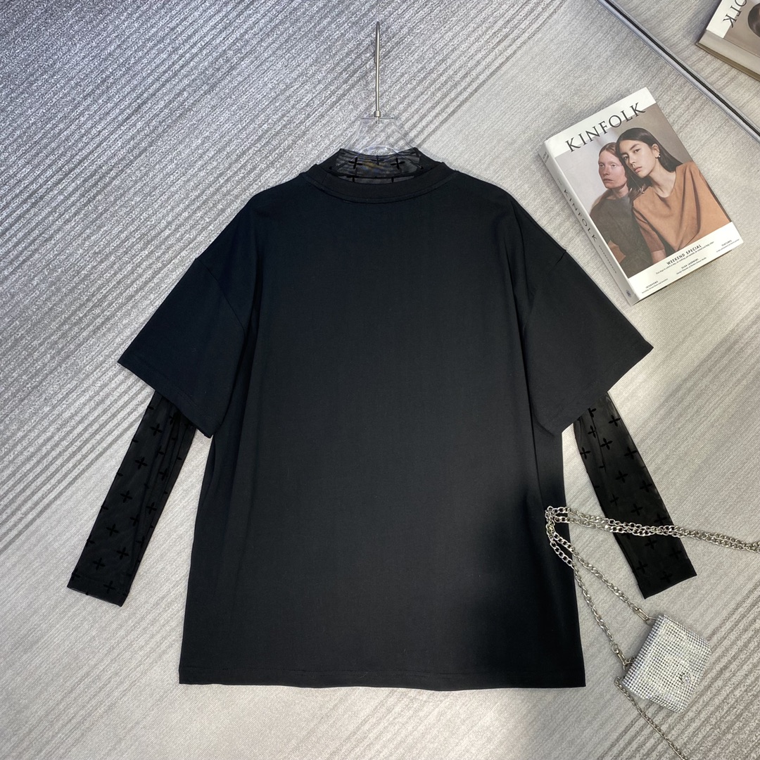春夏新作！ smfk 通販ｎ級品 純綿 人気トップス 短袖 グリーン十字形 ゆったり ブラック_6