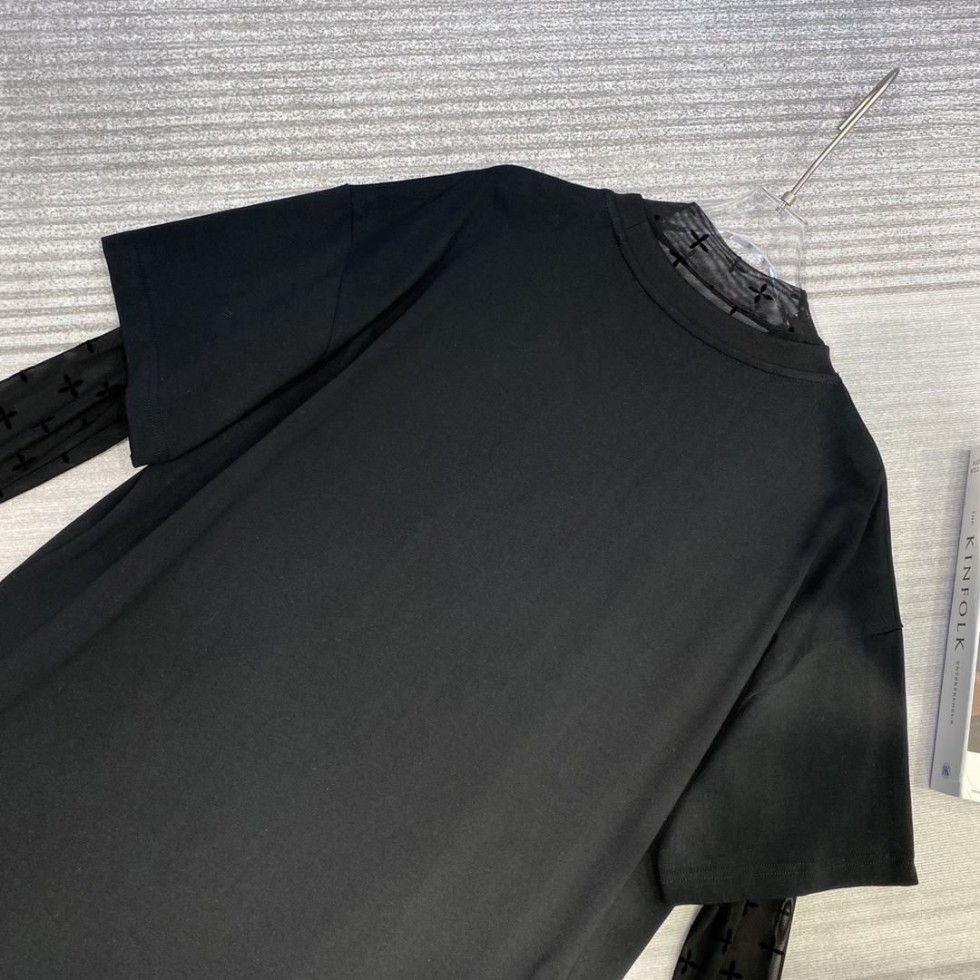 春夏新作！ smfk 通販ｎ級品 純綿 人気トップス 短袖 グリーン十字形 ゆったり ブラック_7