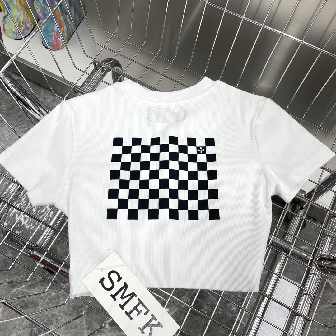 NEW夏のSMFKtシャツヤーン偽物 シンプル 短袖トップス 純綿 セクシー 半身 ホワイト_4
