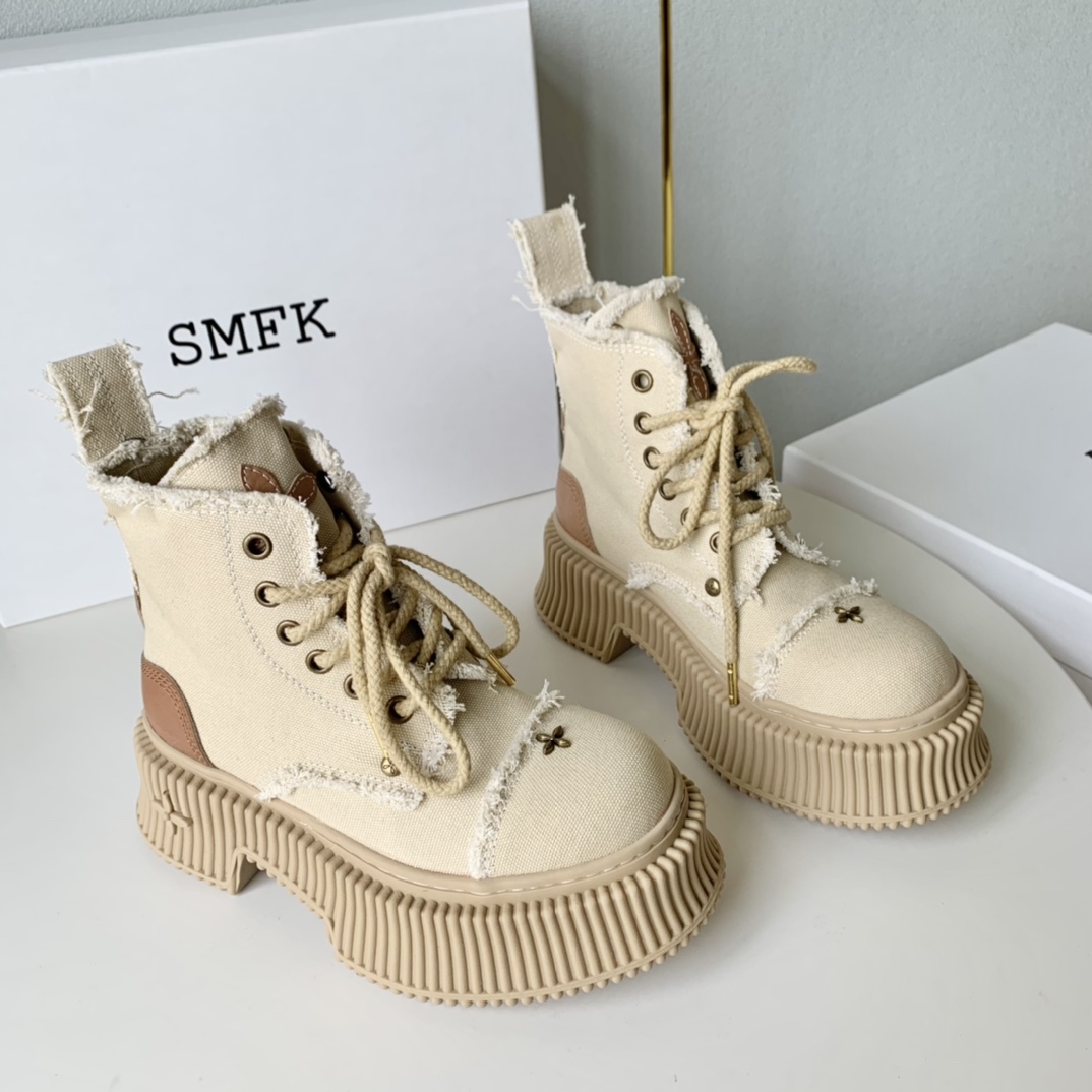 大販売！激安SMFKシューズ 意味激安通販 ショットブーツ 日常シューズ レディース 厚底靴 ホワイト_5