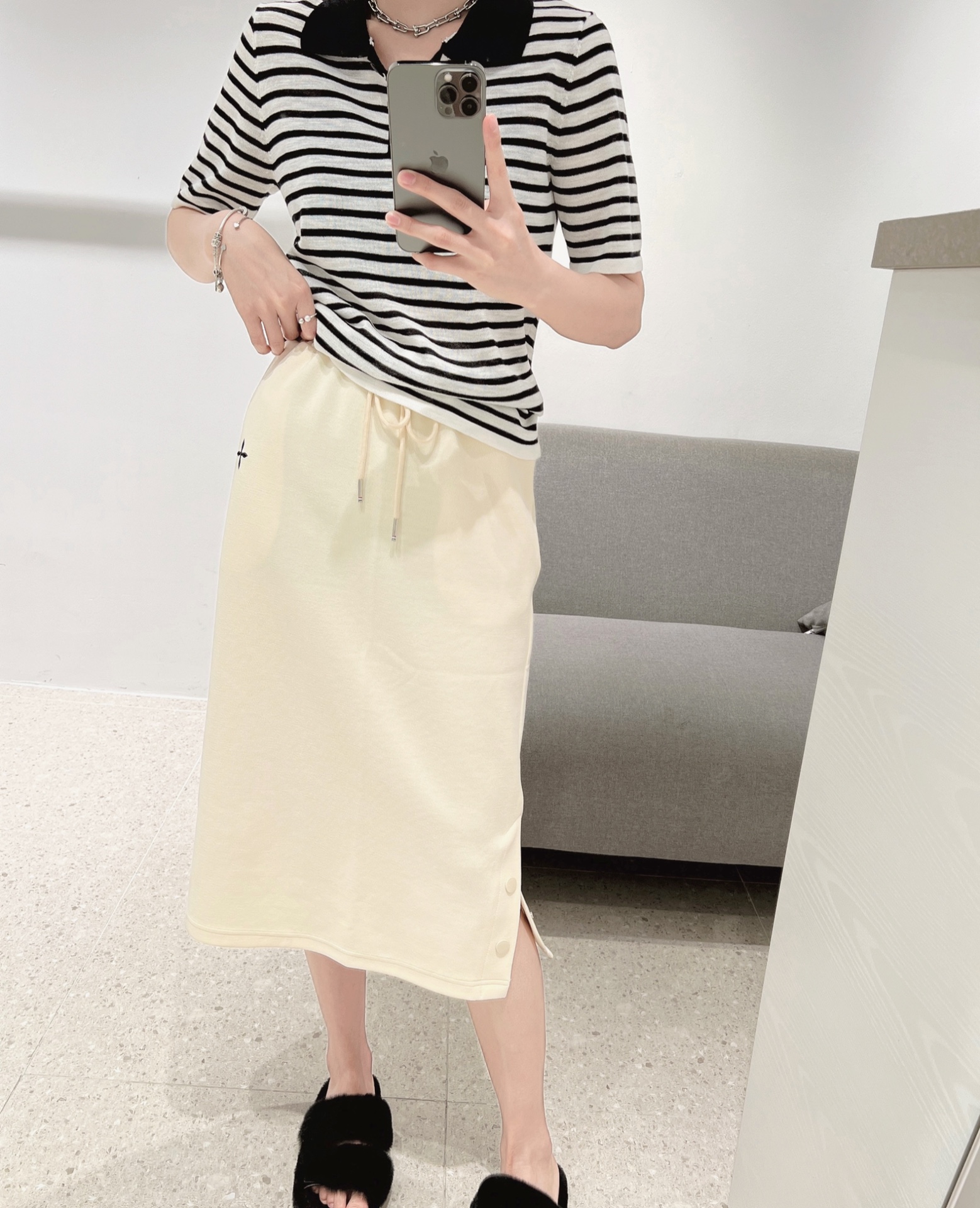 SMFKスカート ひみつ偽物 カジュアル 半身 純綿 レディースシンプル 夏新品 杏色_9