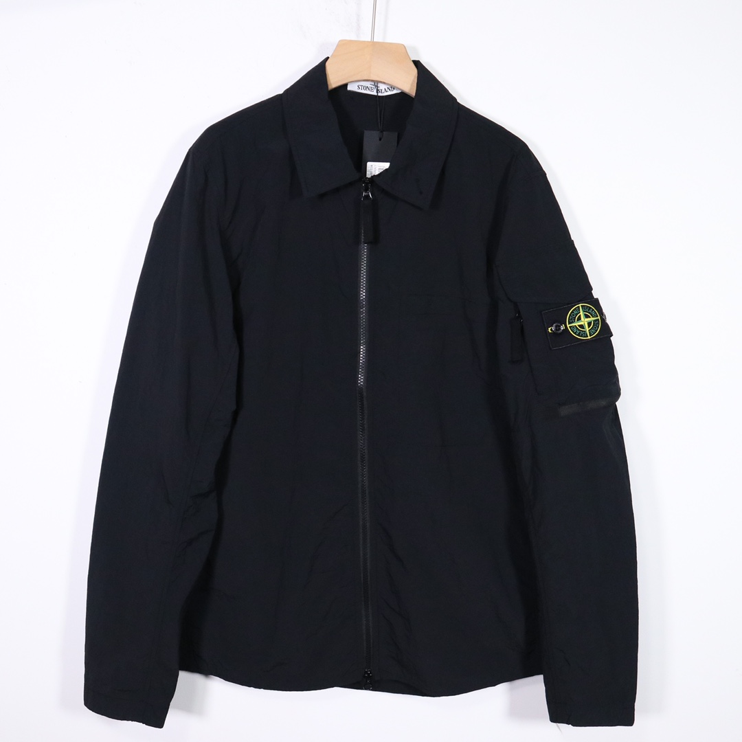 ストーン アイランド シャツ ジャケットｎ級品 厚い 暖かい 純綿アウター 通学 通勤 ブラック_1