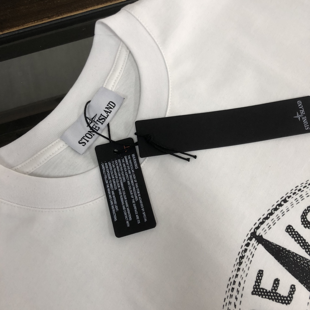 お買い得豊富なストーン アイランド ロン t メンズ激安通販 トップス 純綿Tシャツ 半袖 シンプル カップル 2色可選 ホワイト_4