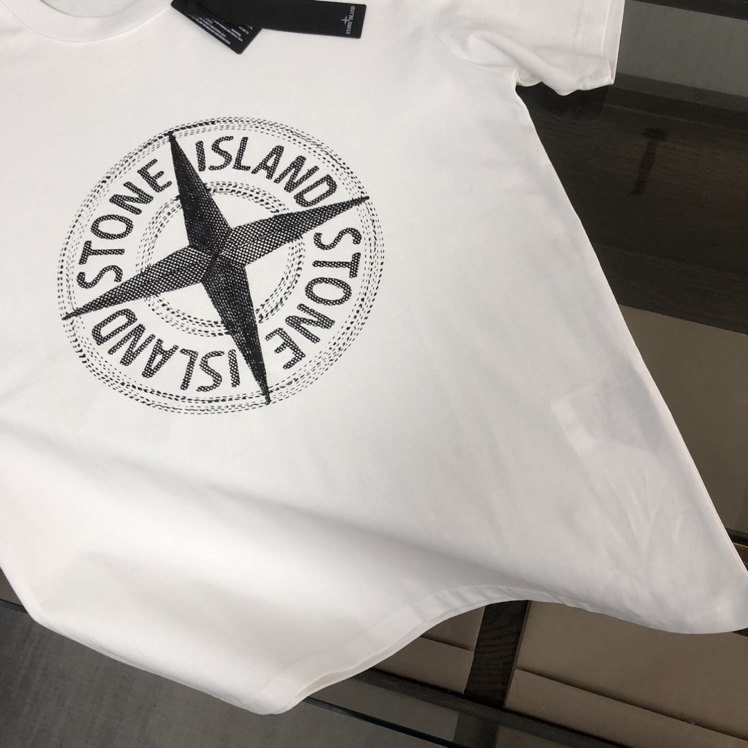 お買い得豊富なストーン アイランド ロン t メンズ激安通販 トップス 純綿Tシャツ 半袖 シンプル カップル 2色可選 ホワイト_7