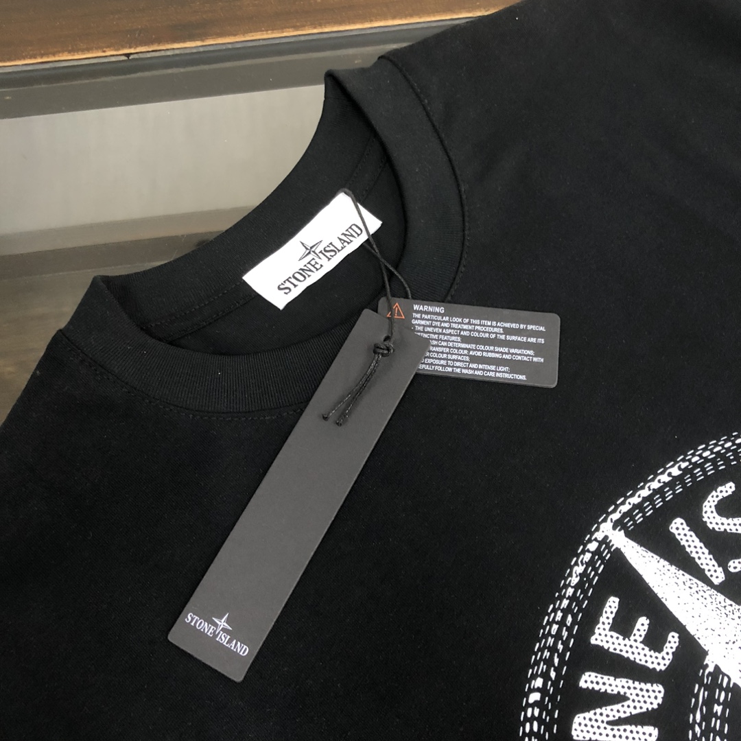 お買い得豊富なstone island トップスｎ級品 トップス 純綿Tシャツ 半袖 シンプル カップル 2色可選 ブラック_4