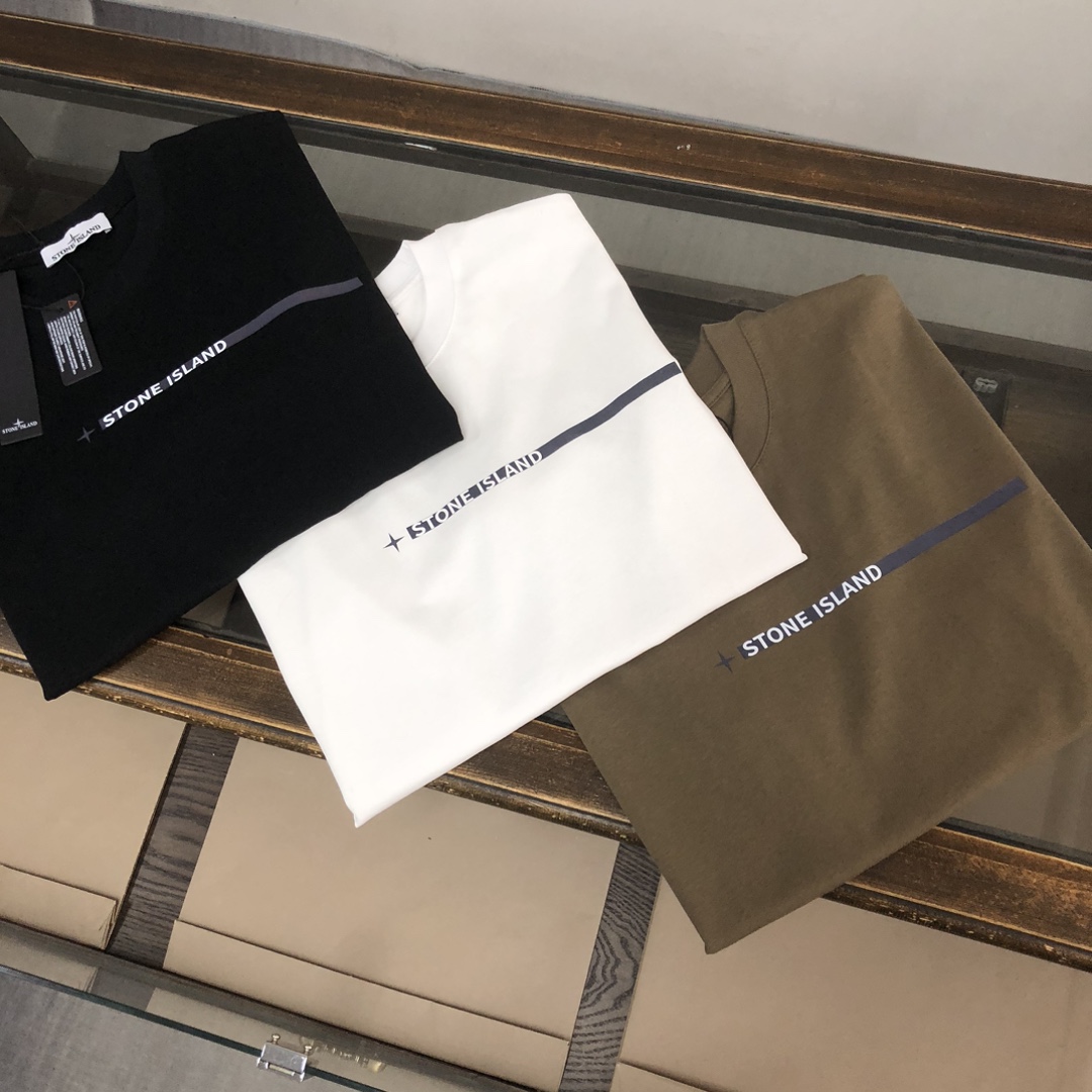 ストーン アイランド 半袖スーパーコピー トップス 純綿Tシャツ 短袖 シンプル 日常 人気品 3色可選 ブラック_2