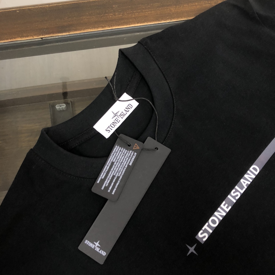 ストーン アイランド 半袖スーパーコピー トップス 純綿Tシャツ 短袖 シンプル 日常 人気品 3色可選 ブラック_5