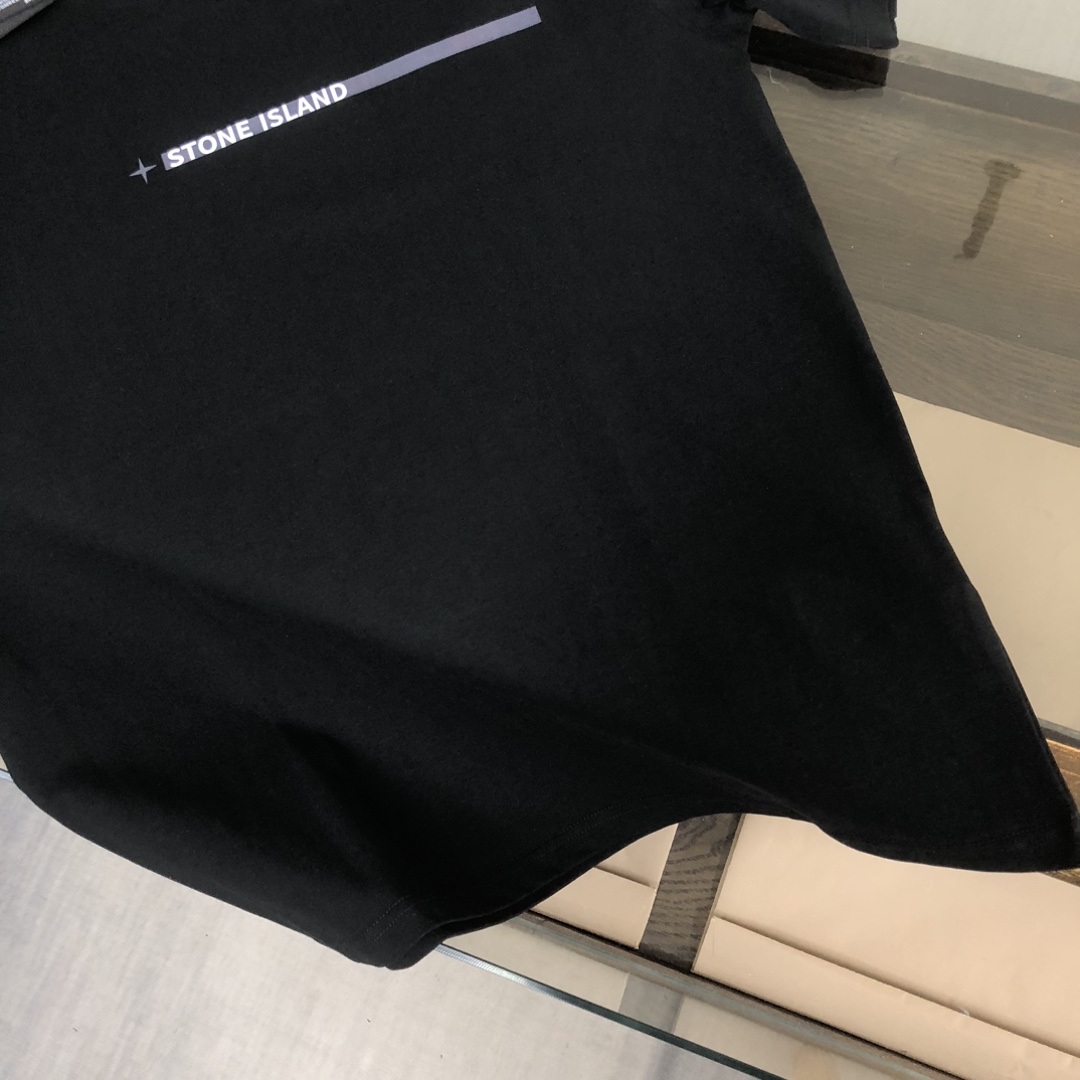 ストーン アイランド 半袖スーパーコピー トップス 純綿Tシャツ 短袖 シンプル 日常 人気品 3色可選 ブラック_7