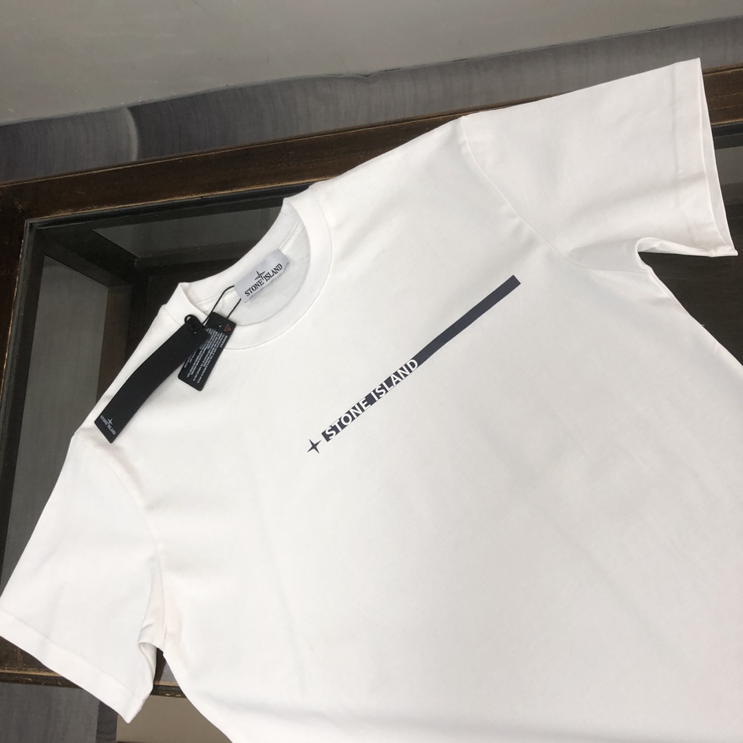 ストーン アイランド ロング t シャツコピー トップス 純綿Tシャツ 短袖 シンプル 日常 人気品 3色可選 ホワイト_3