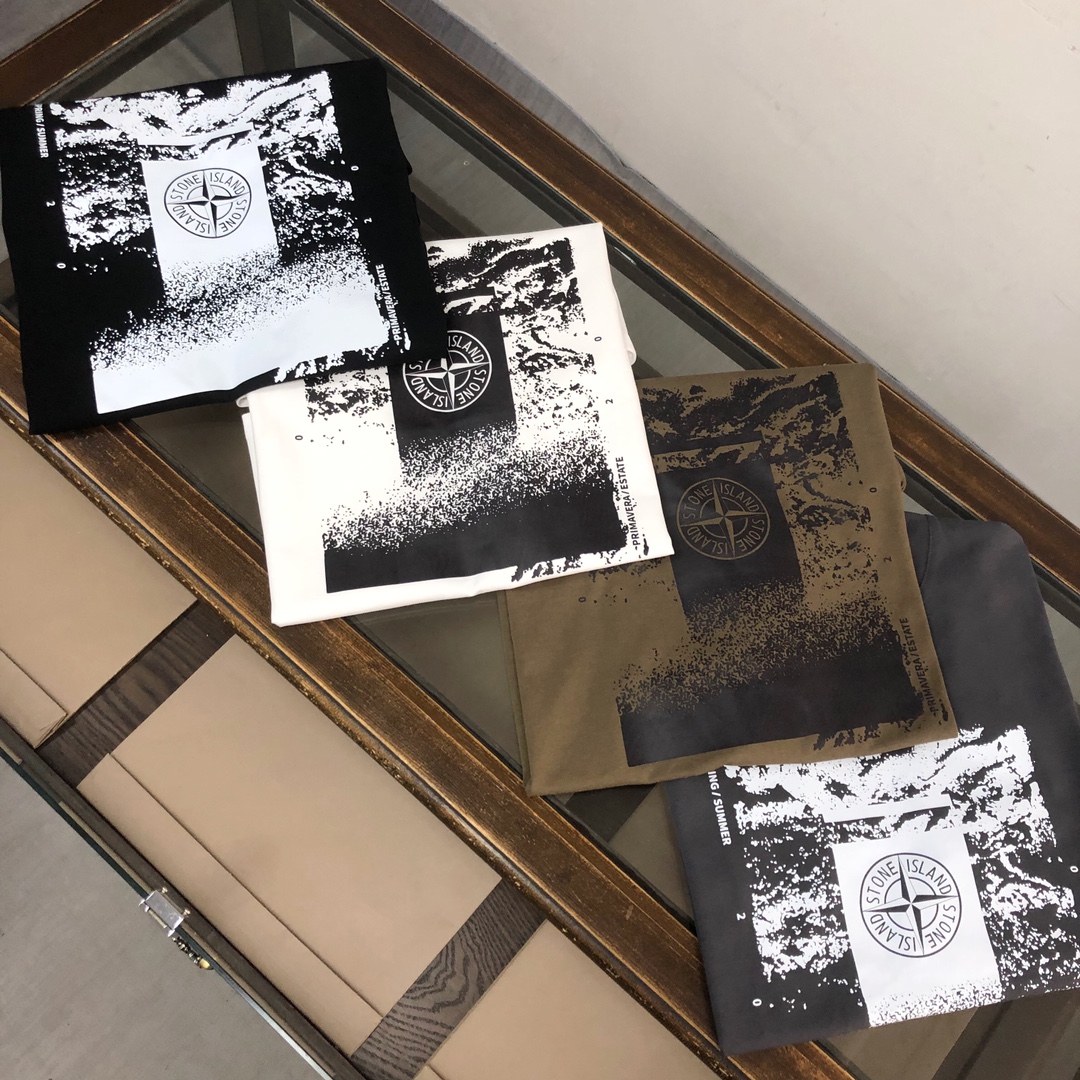 触り心地のいい ストーン アイランド 半袖 シャツコピー 日常トップス 純綿Tシャツ柔らかい 人気品 4色可選 ホワイト_2