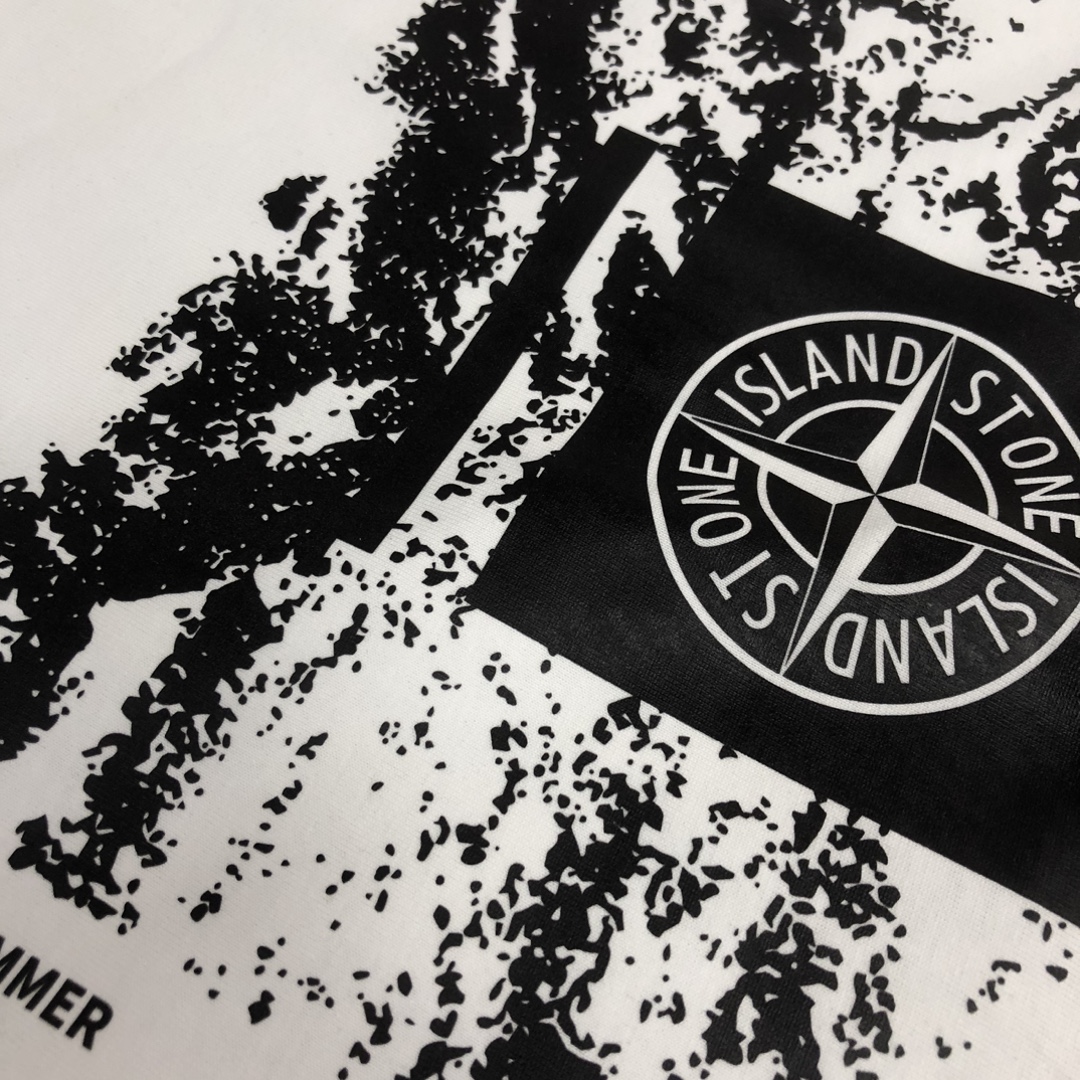 触り心地のいい ストーン アイランド 半袖 シャツコピー 日常トップス 純綿Tシャツ柔らかい 人気品 4色可選 ホワイト_6