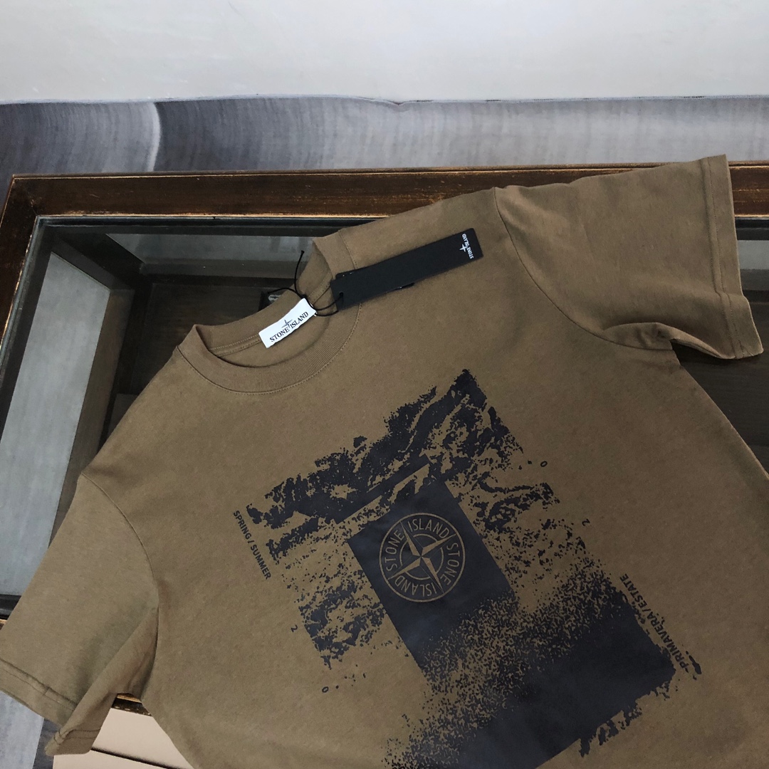 触り心地のいいストーン アイランド シャツスーパーコピー 日常トップス 純綿Tシャツ柔らかい 人気品 4色可選 ブラック_3