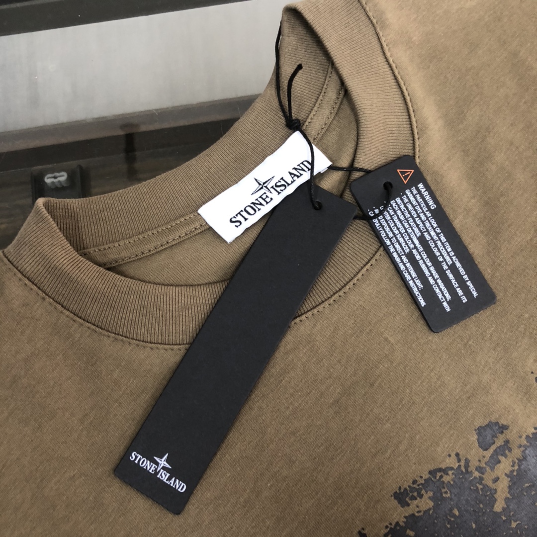 触り心地のいいストーン アイランド シャツスーパーコピー 日常トップス 純綿Tシャツ柔らかい 人気品 4色可選 ブラック_5