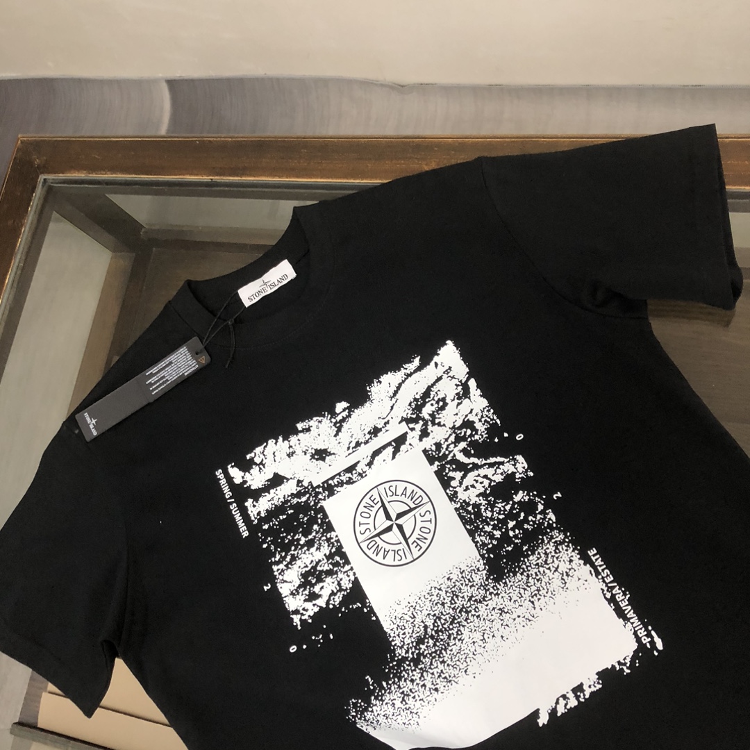 触り心地のいいストーン アイランド ポロ シャツｎ級品 日常トップス 純綿Tシャツ柔らかい 人気品 4色可選 ブラック_3