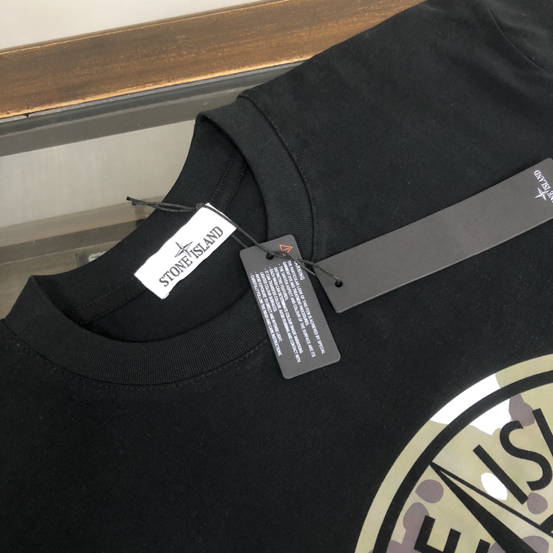 純綿Tシャツ ストーン アイランド スウェット シャツスーパーコピー 日常トップス HOT品質保証  柔らかい 2色可選 ブラック_4