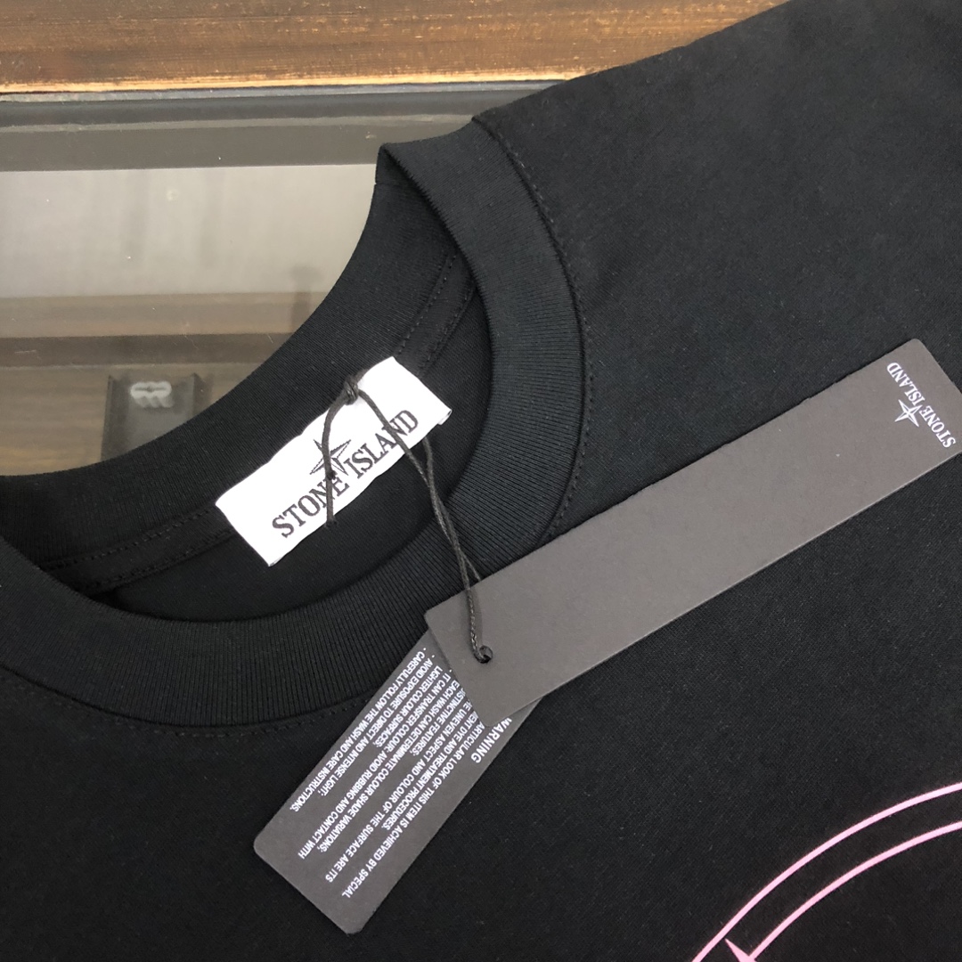 人気定番可愛いストーン アイランド t シャツｎ級品 日常トップス 純綿トップス ゆったり 人気販売 2色可選 ブラック_4