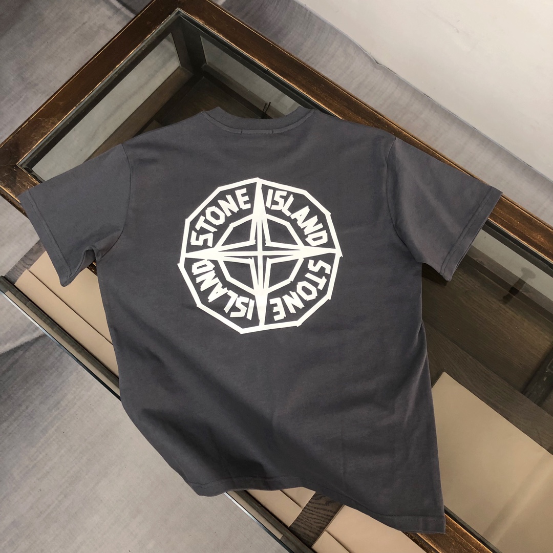 ストーン アイランド 半袖コピー 日常トップス 純綿トップス ゆったり 人気販売 短袖Tシャツ 4色可選 グレイ_2