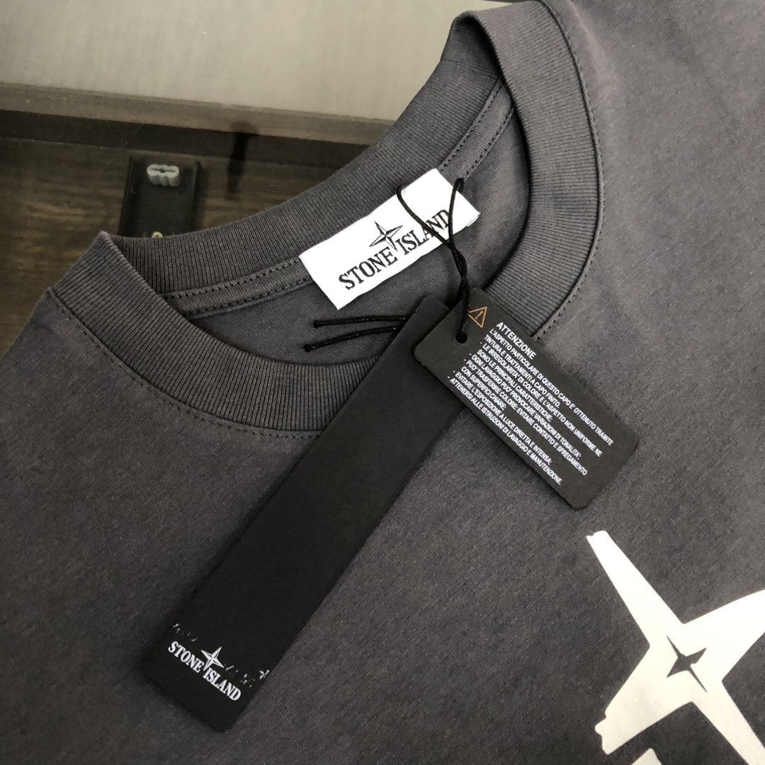 ストーン アイランド 半袖コピー 日常トップス 純綿トップス ゆったり 人気販売 短袖Tシャツ 4色可選 グレイ_4
